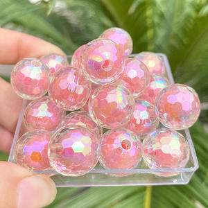 Prix de gros Perles rondes en acrylique plaqué UV de 16 mm, couleur magique AB, perles brillantes, perles intérieures libres pour la fabrication de bijoux, matériau métallique - Product Image 5