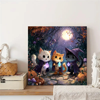 CHENISTORY Peinture par numéros DIY, motif Halloween, Chat Sorcier, pour adultes, cadeau DIY