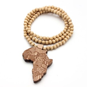 Collar Risingmoon con Colgante de Madera con Mapa de África, Cuentas de Madera de 8mm con Patrón en Relieve Multicolor, Estilo <span class=keywords><strong>Hip</strong></span> <span class=keywords><strong>Hop</strong></span> - Product Image 3