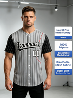 Camiseta de Béisbol Personalizada con Impresión 3D, 100% Poliéster, Manga Corta, Cierre de Botones, Compatible con Personalización de Nombre, Número y Patrón OEM/ODM
