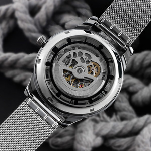 Montre tendance pour homme, mouvement squeletté, aiguilles luminescentes, montre-bracelet mécanique étanche - Product Image 2