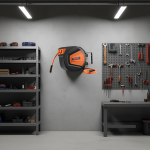 Carrete retráctil híbrido para manguera de aire de 3/8 pulg. x 50 pies, 300 PSI, accesorio para herramientas neumáticas de montaje en pared - Product Image 2