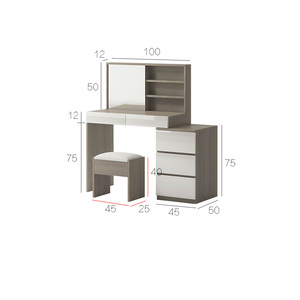 Modern White Makeup <strong>Vanity</strong> Mirror Desk Aesthetic Led Light Mirror Dressing Table <strong>with</strong> <strong>Chair</strong> - Product Image 3