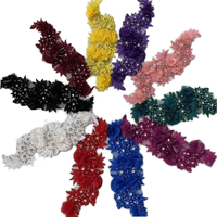 Tissu personnalisé 3D fait à la main patchs Rose dentelle appliques strass mode coudre brodé fleur décor pour robes de mariée