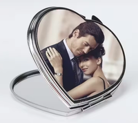Miroir compact vierge à sublimation en forme de coeur Miroirs de poche vierges à logo personnalisé