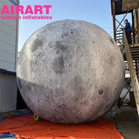 Planète gonflable grise personnalisée, lune gonflable bon marché avec LED