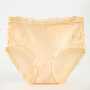 Produttori all'ingrosso di biancheria intima da donna a vita media senza cuciture in tessuto di cotone di grandi dimensioni da donna in pizzo triangolo slip