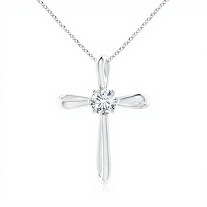 0.50 Ct Lab Grown Diamond Cross Necklace Rhodium Plated 925 Sterling Silver & 14K <b>Solid</b> <b>Gold</b> Wedding Luxury <b>Pendant</b> - Product Image 3
