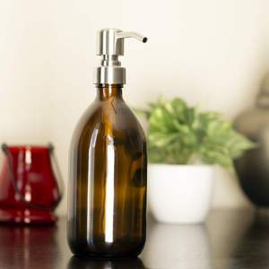 Flacon en verre ambré rechargeable de 500 ml (16 oz) pour <span class=keywords><strong>savon</strong></span> liquide, lotion, flacon <span class=keywords><strong>d</strong></span>'<span class=keywords><strong>apothicaire</strong></span> vide, flacon en verre avec pompe en acier inoxydable - Product Image 6