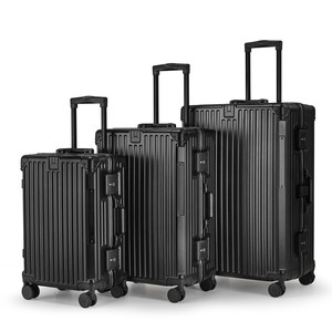 <strong>Black</strong> and Silver Luggage <strong>Suitcase</strong> Set Customized PC Aluminum Frame <strong>Suitcase</strong> with TSA Customs Lock Guangzhou Luggage Factory - Product Image 3