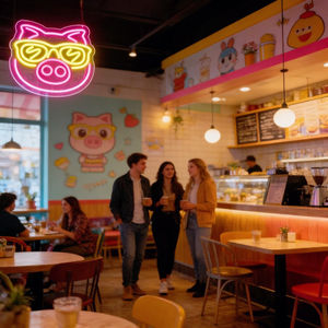 Letrero Luminoso LED de Neón con Diseño de Cerdo con Gafas de Sol, Regulable, Alimentado por USB, Decoración de Pared Multiusos para Bar, Gimnasio, Oficina, Sala de Juegos, Fiesta, Halloween - Product Image 5