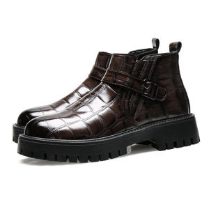 Bottes Martin pour hommes, bottines britanniques durables, mi-hautes, vintage, en cuir pour hommes - Product Image 3