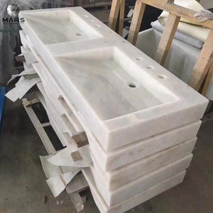 Lavabo de mármol doble para baño, lavamanos de alta calidad, con doble tazón de piedra de ónix para aseo - Product Image 4