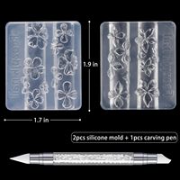 Cetakan Seni Kuku 3D, Ukiran Bunga Lily Melengkung, Bunga Teratai, Pita, Template Silikon Transparan Tinggi, Plastik/Cetakan Kuku Silikon DIY