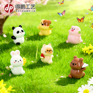 Figurines de petits animaux en résine, décoration de jardin pour maison de poupée, ornement de voiture, thème de sortie printanière - Product Image 3