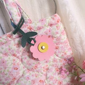 New Faux Leather <b>Bag</b> <b>Charm</b> Small Cute Red Pink Flower Decoration for Women's <b>Bags</b> Diy Pendant - Product Image 4