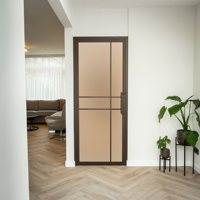 Porte intérieure en acier - Bronze - 6 panneaux - Verre fumé - Design de luxe