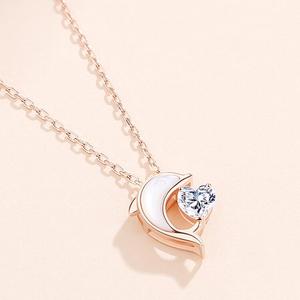 Collar de Plata 925 con Delfín y Circonita Cúbica, Colgante de Madreperla con Baño de Oro Rosa de <span class=keywords><strong>14k</strong></span>, Joyería con Dije de Animal para Mujer - Product Image 2