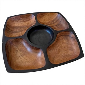 Polish Finished 4 Compartment Wooden <b>Trays</b> For Home decoration <b>Snacks</b> Cookie Nuts Serving Square Shape Decorative <b>Tray</b> & Dish - Product Image 1