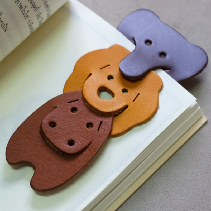 Handmade Leather Bookmark - Cute Mouse Peek-a-Boo Design, Unique Gift For Book Lovers, Brown
