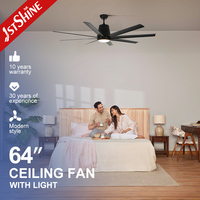 Ventilateur de plafond 1stshine de 64 pouces avec pales en ABS, qualité commerciale, personnalisable OEM/ODM, économe en énergie, innovant, sûr, avec éclairage LED