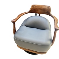 Fauteuil de salon minimaliste italien haut de gamme en bois d'ébène massif, rotation à 360 degrés, accoudoirs non pliables, mobilier de maison
