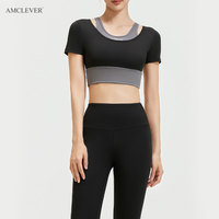 AMCLEVER Ensemble deux pièces pour femme : Jupe-short anti-transparence effet seconde peau, idéal pour le sport, la course et le fitness, personnalisable avec logo OME