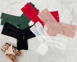 Manufacturer Wholesales New Fashionable High Waisted Lace Embroidered Underwear for Women <b>Elastic</b> Hollow Hot Pants - Product Image 1