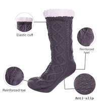 Chaussettes épaisses d'hiver chaudes pour la maison Chaussettes personnalisées en gros Chaussettes longues doublées Sherpa pour femmes