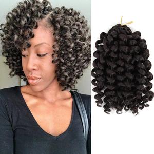 Extensions de cheveux en crochet bouclés, cheveux pour tresses afro, fibres synthétiques, couleur unie <span class=keywords><strong>et</strong></span> ombrée, 8 pouces, <span class=keywords><strong>noir</strong></span>, brun, <span class=keywords><strong>blond</strong></span> - Product Image 1