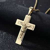 Delicado collar de acero inoxidable Jesús Cruz católica colgantes