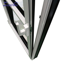 AS2047 NFRC Rotura térmica Ventanas de giro inclinables de aluminio Ventana de vidrio templado doble con panel fijo arqueado