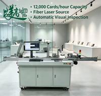 Machine de traitement de cartes PVC haute vitesse avec marquage laser, gravure de numéro de série et vérification visuelle par caméra de code QR
