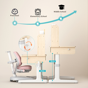 Bằng gỗ Ergonomic trẻ em đọc bảng với kệ sách đồ nội thất nhà Chiều cao có thể điều chỉnh nghiên cứu Bàn và ghế cho trẻ em - Product Image 3