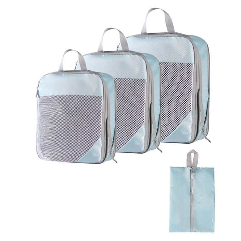 Ensemble bleu trois pièces + sac à chaussures