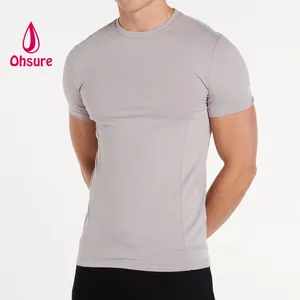 Essential soft thin breathable cotton fabric muscle tight sports t shirts for men