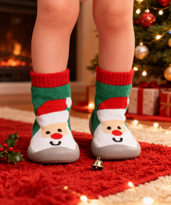 Zapatos de calcetín casuales de caña alta para bebé, cálidos de invierno, de punto, tipo botines, con suela suave antideslizante, para primeros pasos de niños pequeños, regalo navideño - Product Image 5