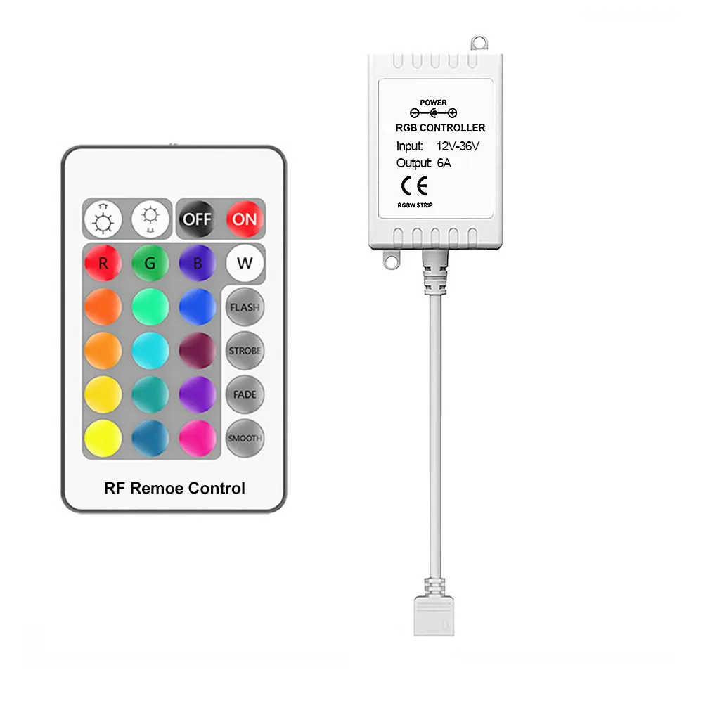 Controle remoto rf de DC12-36V led, controle remoto de grande tensão 24v rgb luz de tira led smd5050 24 teclas controle remoto rf