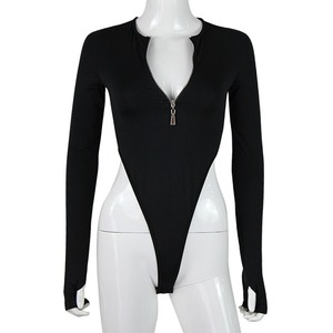 Bodys pour <span class=keywords><strong>Femme</strong></span> à Manches Longues Haute Qualité, Sexy, <span class=keywords><strong>Noir</strong></span>, Coupe Ajustée, Couleur Unie, Col Rond, Élégant et Décontracté - Product Image 6