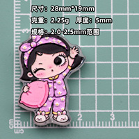 Breloque en acrylique avec trou, motif fille en pyjama, finition brillante UV, gaufrage 3D, pour la création de bijoux DIY, accessoires pour stylos à perler, vente en gros