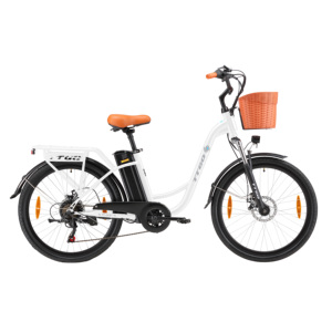 TTGO Electric City Bike 26 Inch 250W Rear Hub Motor Lithium Battery 7 Speed Aluminum Frame with <b>Basket</b> and LCD <b>Display</b> - Product Image 3
