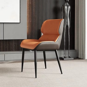 Silla <span class=keywords><strong>de</strong></span> <span class=keywords><strong>Comedor</strong></span> Moderna, Taburete para el Hogar, Restaurante, Hotel, Silla con Respaldo Acolchado, Silla <span class=keywords><strong>de</strong></span> Cuero <span class=keywords><strong>de</strong></span> Lujo Ligero y Sencillo - Product Image 3