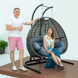 أثاث أرجوحة الفناء الخارجي 2-شخص جذاب في الأماكن المغلقة الروطان مع حامل - Product Image 5