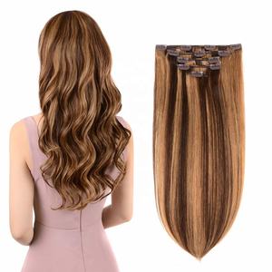 New Style Double Drawn European Human <b>Hair</b> <b>Extensions</b> <b>Clip</b>-<b>In</b> Loose Deep Wave Kinky Straight Loose Wave Jerry Curl Styles - Product Image 1