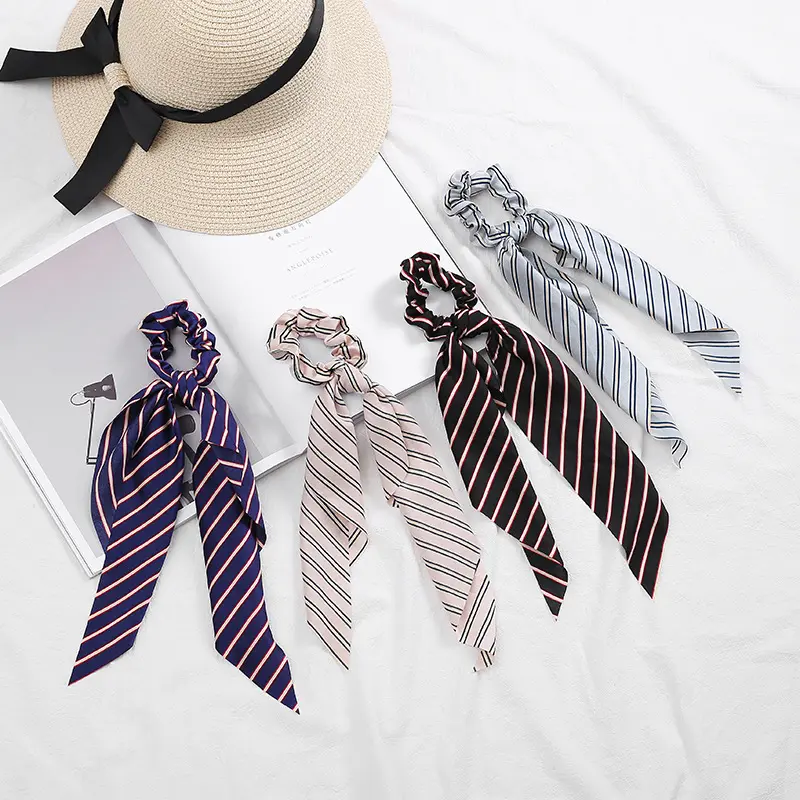 Mode Vrouwen Headwrap Paardenstaart Streamer Met Haar Scrunchies Zijde Satijnen Sjaal Scrunchies Voor Vrouwen Haar Stropdas
