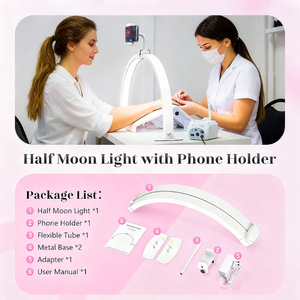 Magnifying Lamp U Shape Led Light Adjustable Face Beauty Nail <b>Makeup</b> Desk Lamp With Phone <b>Holder</b> - Product Image 3