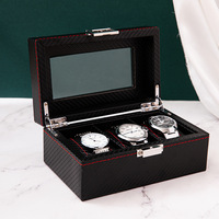 Boîtes de rangement pour montres Lionorm Premium en cuir grainé fibre de carbone noir, 3/6/10/12 emplacements pour collection de montres Rlx et de luxe