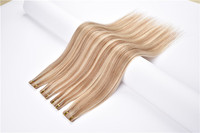 Extensions à bandes adhésives vierges blond clair russe Remy, trame unique, sans nœuds, non traitées, cuticules alignées, prix d'usine