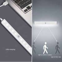 Éclairage de nuit de placard sans fil à 10 LED, 4 piles AAA, lampe de Table, armoire de bibliothèque, capteur de mouvement à LED