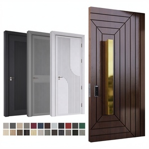 Puerta Exterior Moderna de Madera Sólida Estilo Europeo con Cerradura Inteligente Antirrobo para Apartamento, Hotel, Villa - Product Image 1